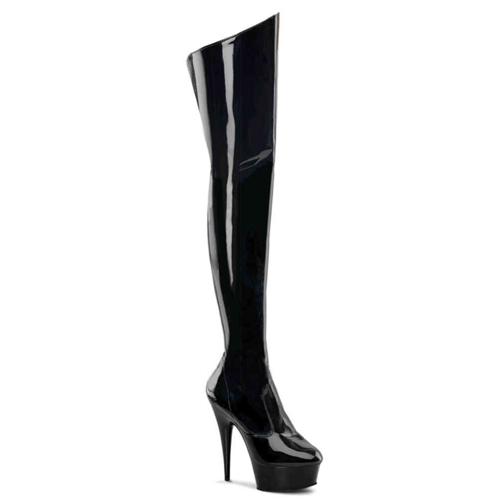 Pleaser Pleaser Delight 3010 Bottes Cuissardes à Plateforme Noir